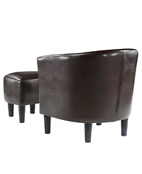 Convenience Concepts 26.25" Faux Leather Churchill Accent Chair with Ottoman