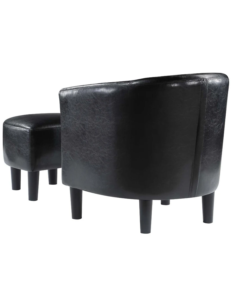 Convenience Concepts 26.25" Faux Leather Churchill Accent Chair with Ottoman