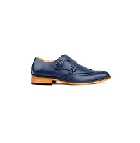 Gino Vitale Men's Monk Strap Brogue Dress Shoes