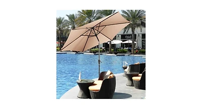 9ft Patio Umbrella Market Steel Tilt W/ Crank Outdoor Yard Garden