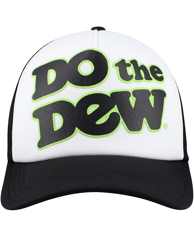Men's White, Black Mountain Dew Do The Dew Foam Trucker Adjustable Hat