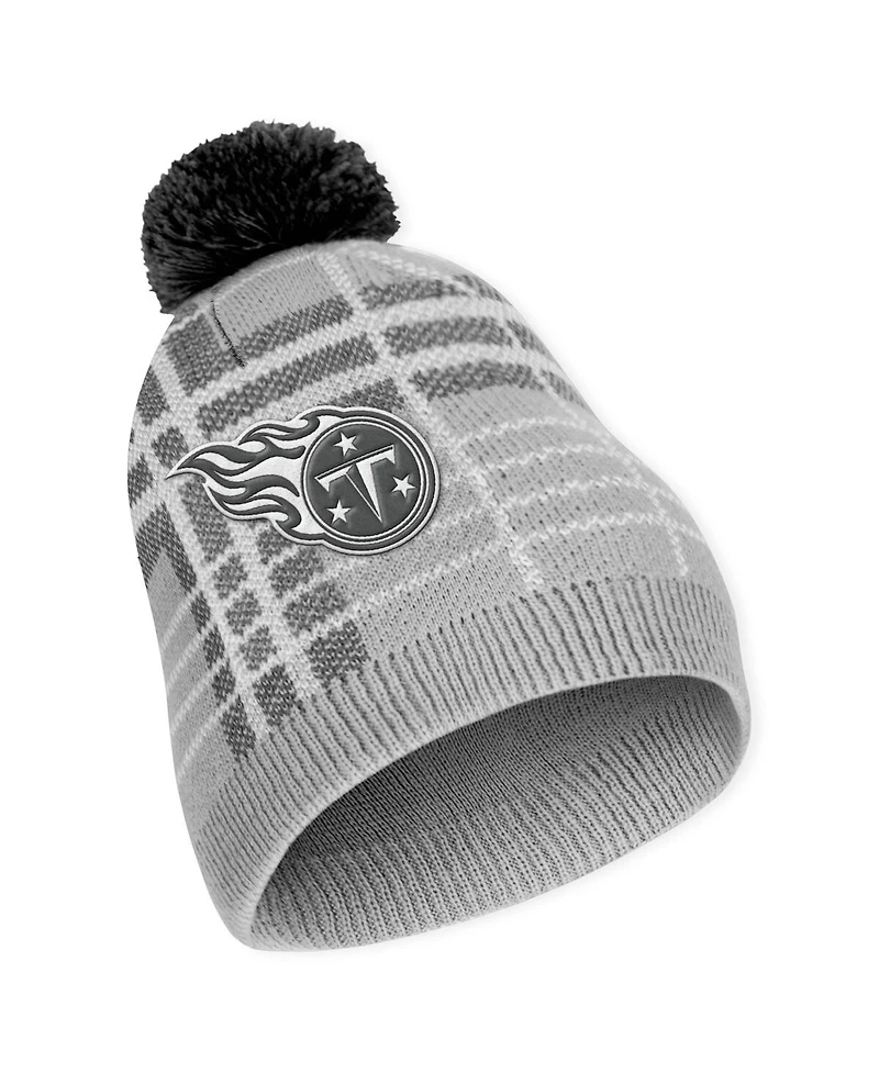 Women's Wear by Erin Andrews Tennessee Titans Plaid Knit Hat with Pom and Scarf Set