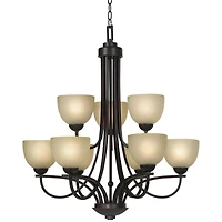 Franklin Iron Works Bennington Italian Bronze Chandelier Light Fixture 28 1/4" Wide Antique Amber Glass 9-Light for Dining Room House Foyer Entryway K