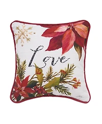 Love Poinsettia Small/Petite Christmas Accent Pillow, 10" x 10"