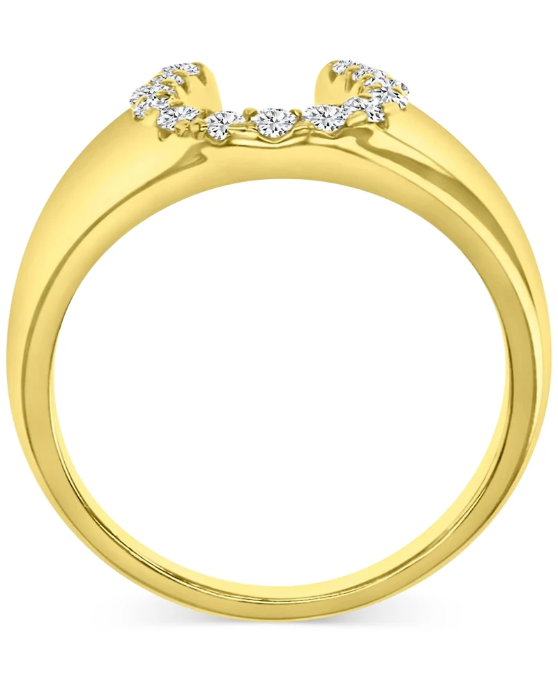Cubic Zirconia Polished Lucky Horseshoe Statement Ring