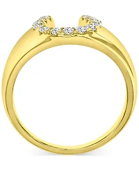 Cubic Zirconia Polished Lucky Horseshoe Statement Ring