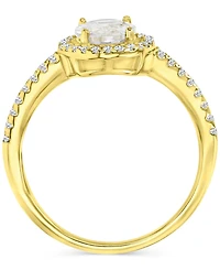 Cubic Zirconia Oval Halo Engagement Ring 14k Gold-Plated Sterling Silver