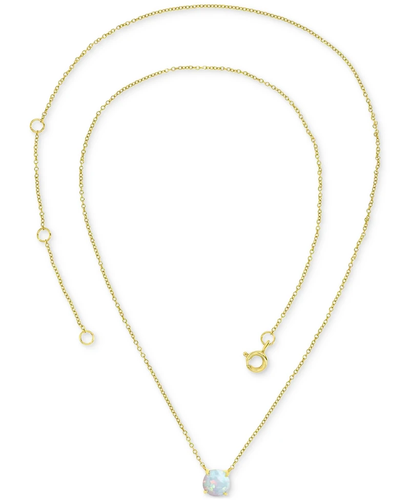 Lab-Grown Opal Round Cut Solitaire 18" Pendant Necklace (1-1/5 ct. t.w.)