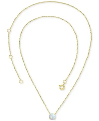 Lab-Grown Opal Round Cut Solitaire 18" Pendant Necklace (1-1/5 ct. t.w.)