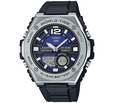 Casio Men's Analog Digital Black Resin Strap Watch 51mm, MWQ100-2AV