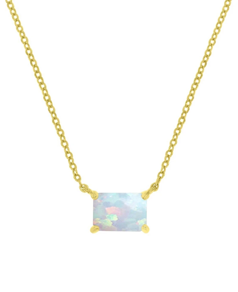 Lab-Grown Opal Rectangle Cut Solitaire 18" Pendant Necklace (1 ct. t.w.)