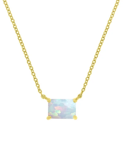 Lab-Grown Opal Rectangle Cut Solitaire 18" Pendant Necklace (1 ct. t.w.)
