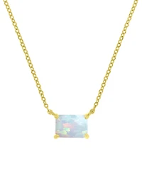 Lab-Grown Opal Rectangle Cut Solitaire 18" Pendant Necklace (1 ct. t.w.)