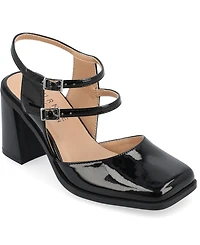 Journee Collection Women's Caisey Double Strap Square Toe Block Heel Pumps