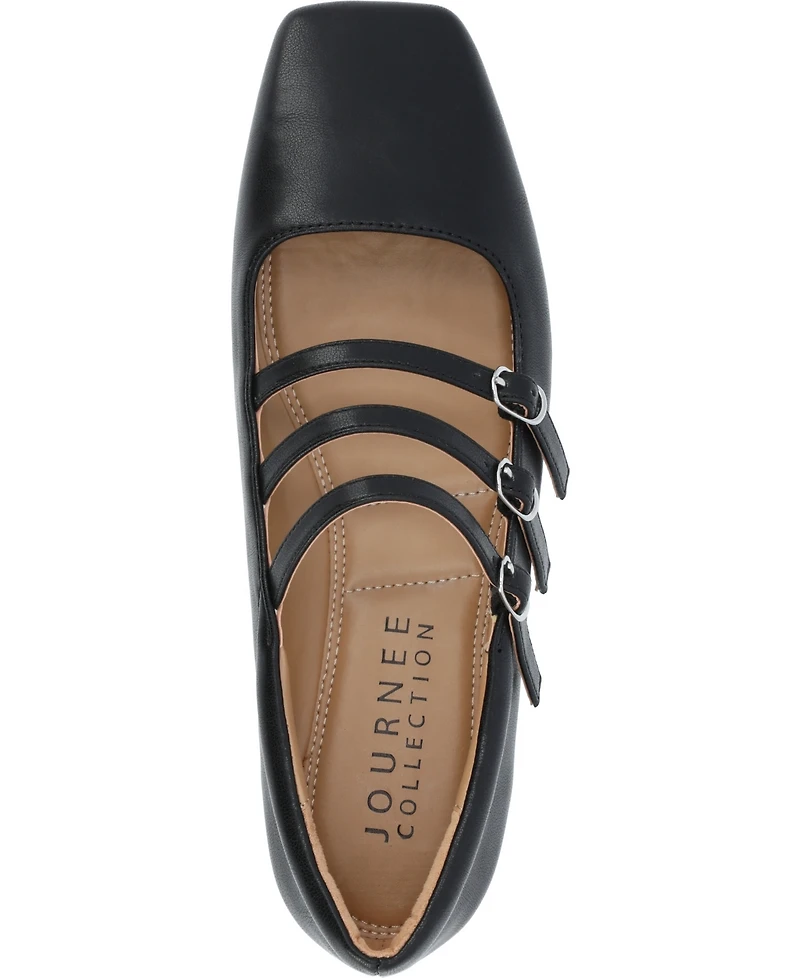 Journee Collection Women's Darlin Multi Strap Mary Jane Square Toe Flats