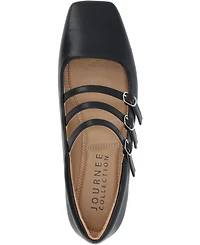 Journee Collection Women's Darlin Multi Strap Mary Jane Square Toe Flats