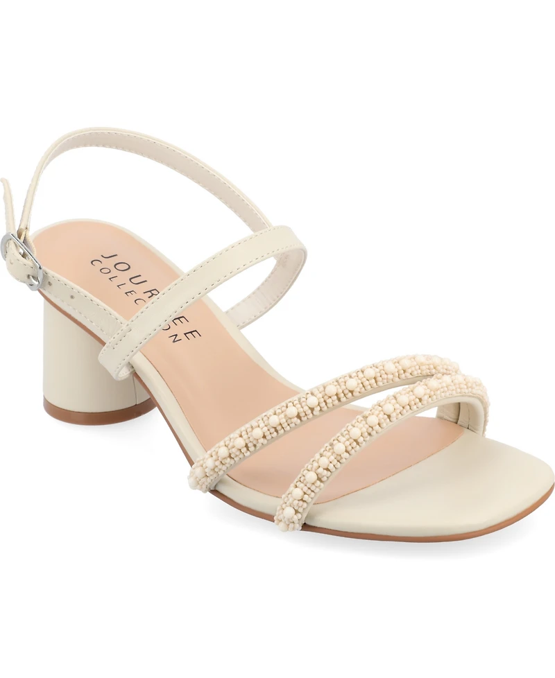 Journee Collection Women's Lornnah Beaded Strap Heeled Sandals