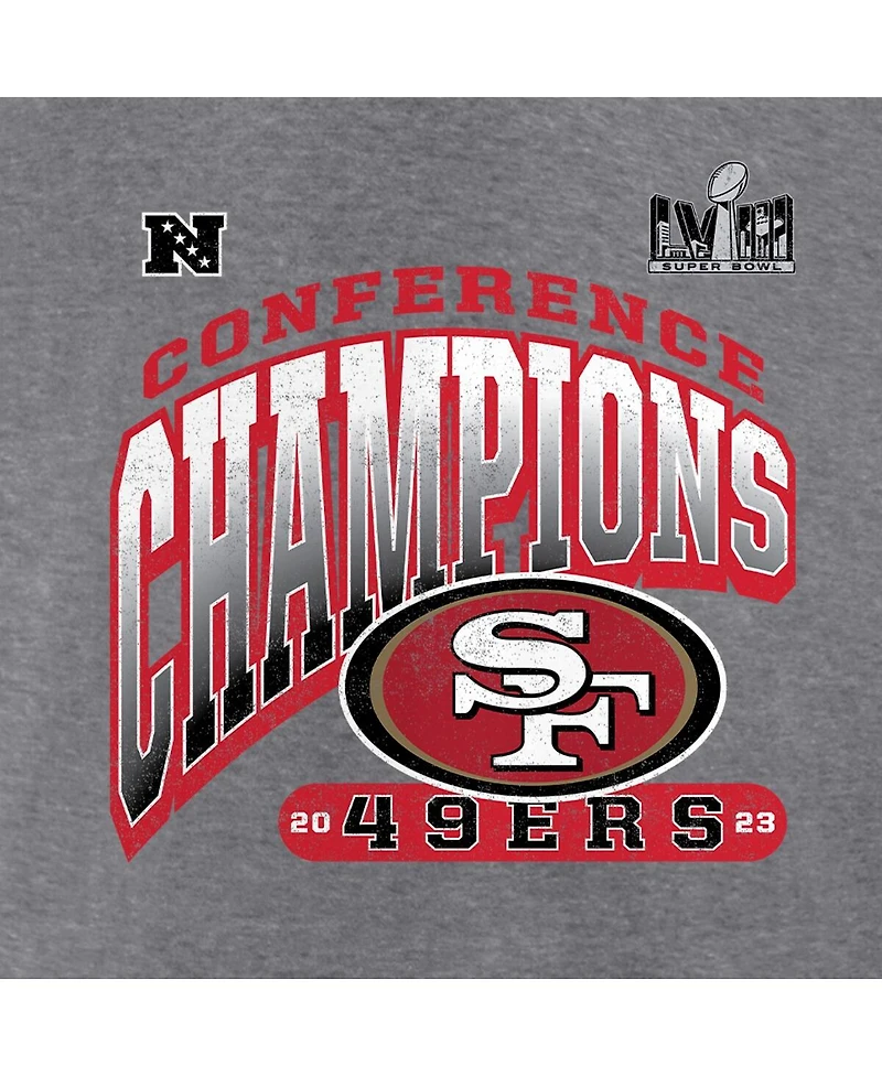 Women's Fanatics Heather Gray San Francisco 49ers 2023 Nfc Champions Hail Mary Tri-Blend 3/4-Sleeve V-Neck T-shirt