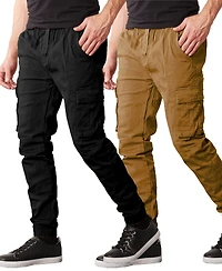 Galaxy By Harvic Men's Slim Fit Stretch Cargo Jogger Pants, Pack of 2