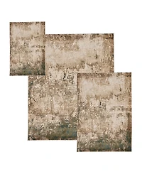 Km Home Axis Abstract 3'3" x 4'10", 5'1" x 7'5", 8' x 10' Area Rug Set, 3 Piece