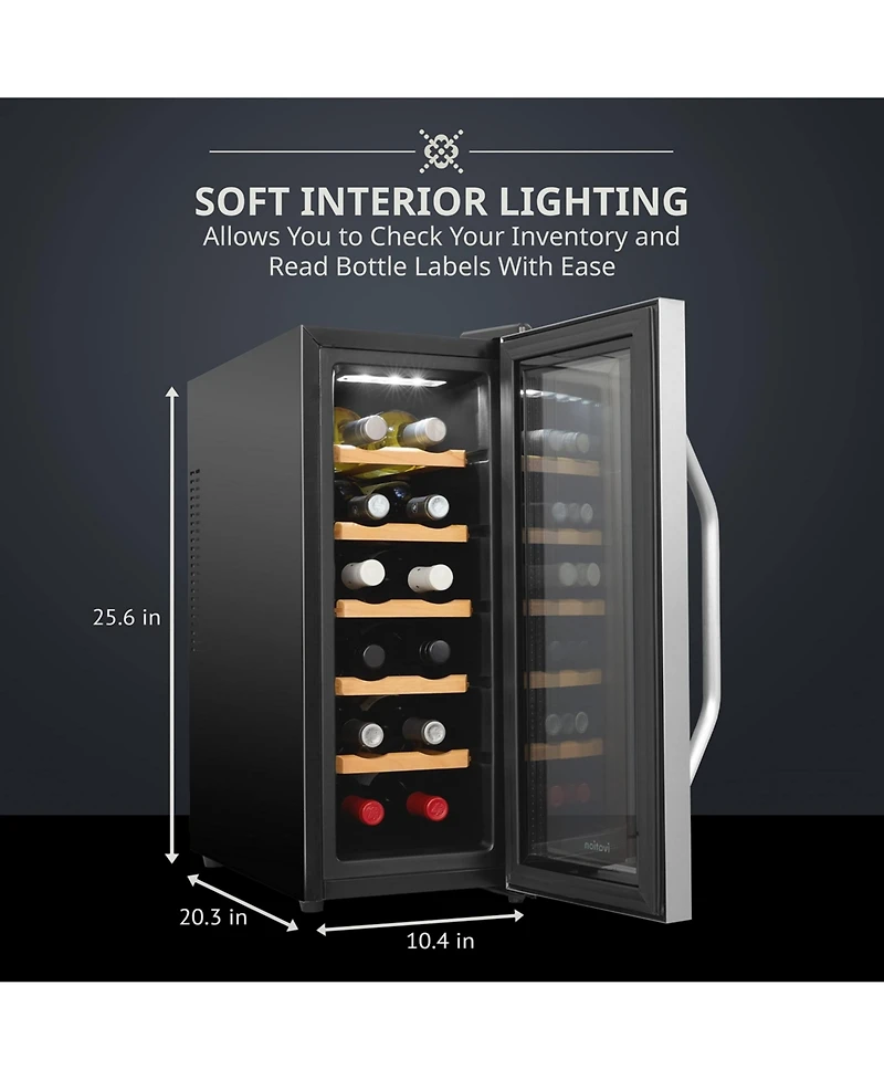 Ivation 12-Bottle Freestanding Thermoelectric Wine Cooler - Stainless Steel