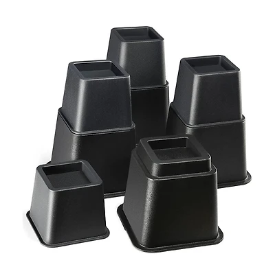 Adjustable Stackable Bed Frame Risers for Elevation & Under-Bed Storage - Heavy-Duty Furniture Riser for Table, Couch, Desk, and Chair