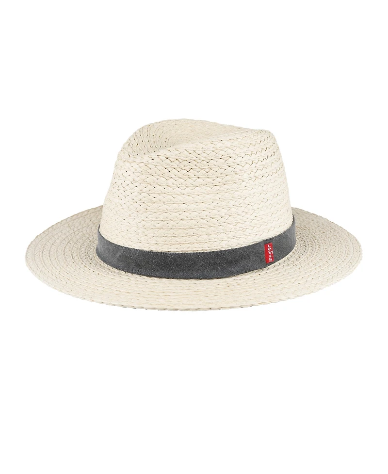 Levi's Men's Straw Panama Hat with Denim Washed Band