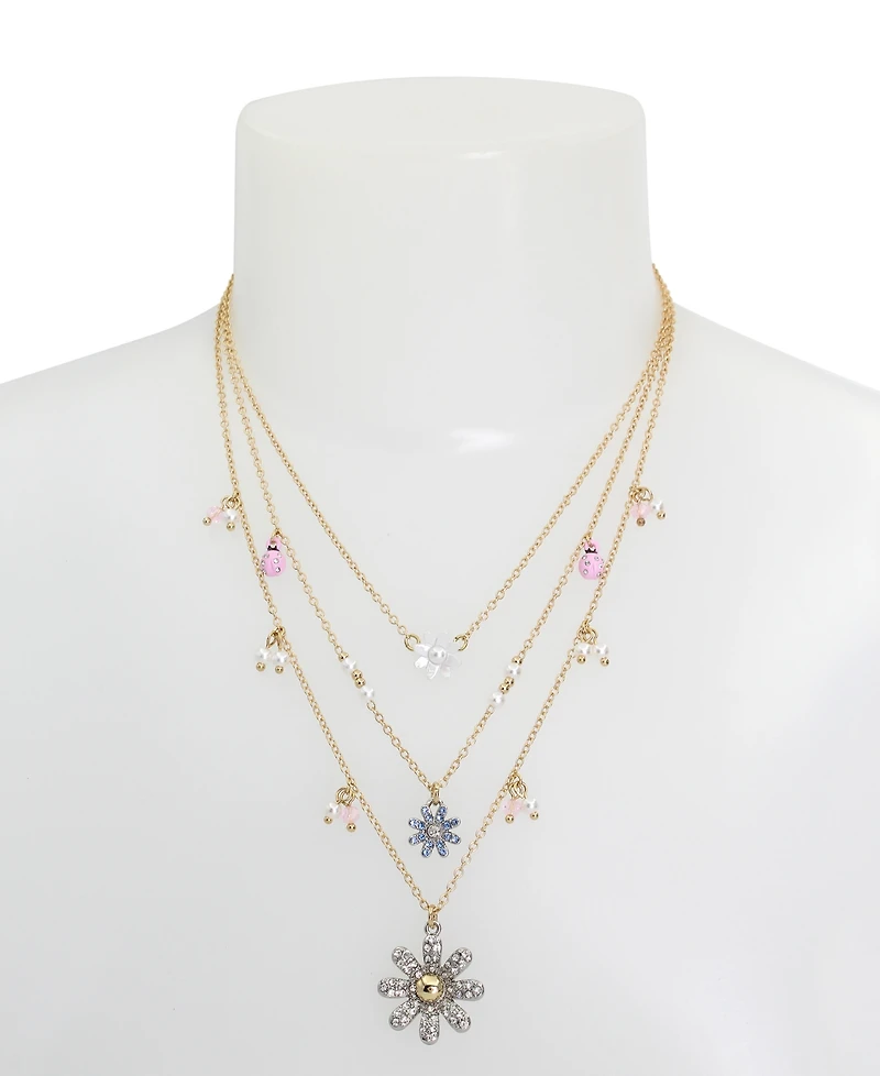 Betsey Johnson Faux Stone Daisy Layered Necklace
