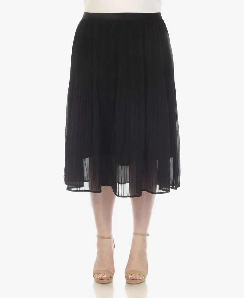 White Mark Plus Pleated Chiffon Midi Skirt