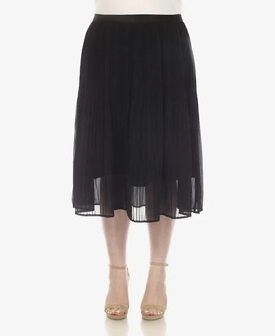 White Mark Plus Pleated Chiffon Midi Skirt