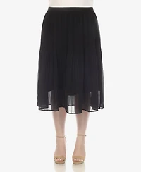 White Mark Plus Pleated Chiffon Midi Skirt