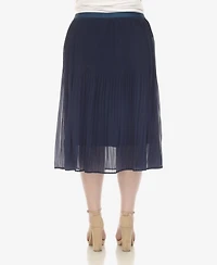 White Mark Plus Pleated Chiffon Midi Skirt