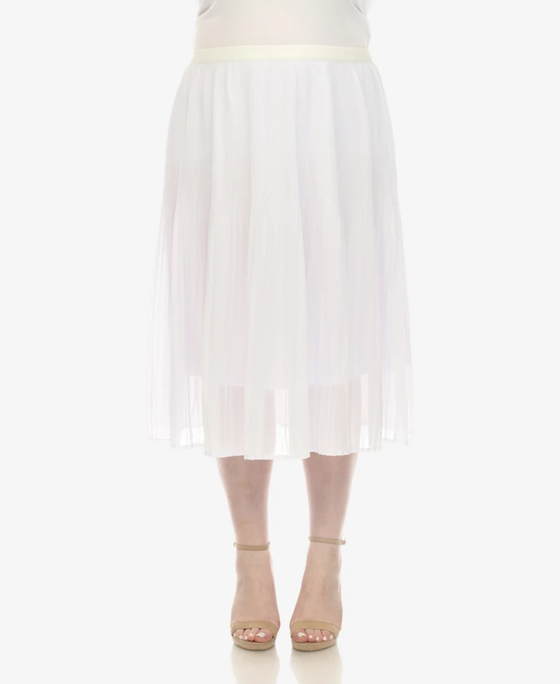 White Mark Plus Pleated Chiffon Midi Skirt