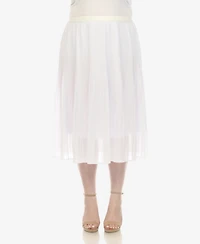 White Mark Plus Pleated Chiffon Midi Skirt