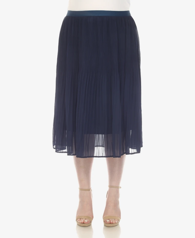 White Mark Plus Pleated Chiffon Midi Skirt