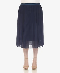 White Mark Plus Pleated Chiffon Midi Skirt