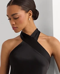 Lauren Ralph Women's Satin Halter A-Line Dress