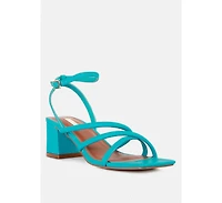 right pose faux leather block heel sandals