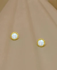 Lab-Grown Opal Rope Frame Screw Back Stud Earrings (1/5 ct. t.w.)