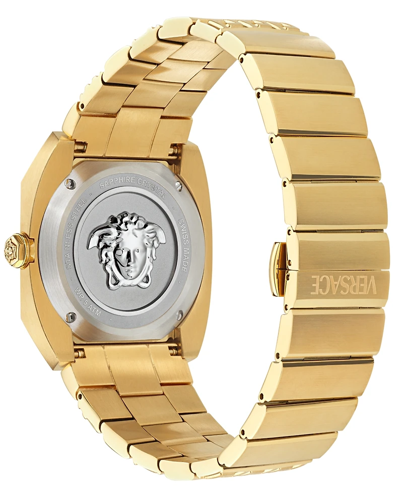 Versace Men's Swiss Gold Ion Plated Stainless Steel Bracelet Watch 44mm