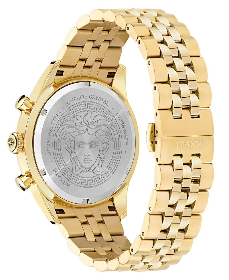 Versace Men's Swiss Chronograph Gold Ion Plated Stainless Steel Bracelet Watch 44mm