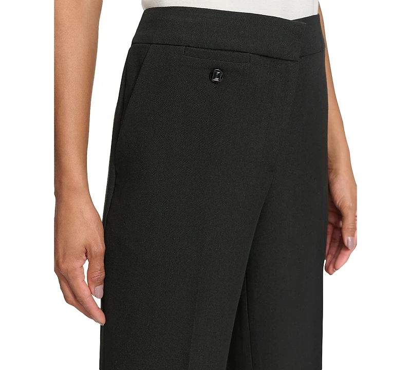 Karl Lagerfeld Women's Mid-Rise Crease-Front Bootcut Pants