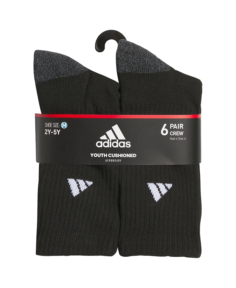 adidas Boys Youth Athletic Cushioned Crew Socks, Pack of 6