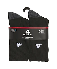 adidas Boys Youth Athletic Cushioned Crew Socks, Pack of 6