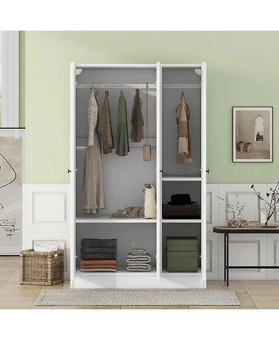 3-Door Shutter Wardrobe with shelves, White
