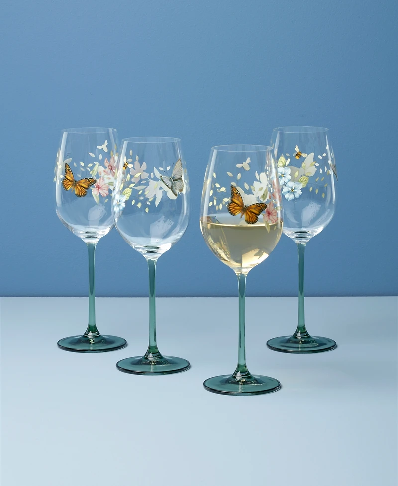 Lenox Butterfly Meadow Wine Glasses, Set of 4