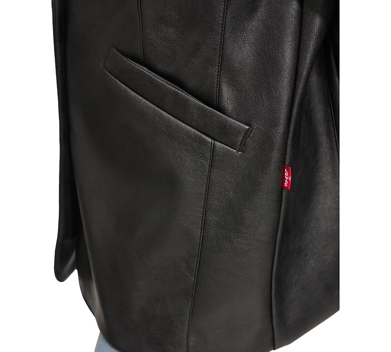 Levi's Women's Single-Breasted Faux-Leather Blazer