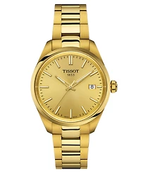 Tissot Unisex Swiss Pr 100 Gold Pvd Bracelet Watch 34mm
