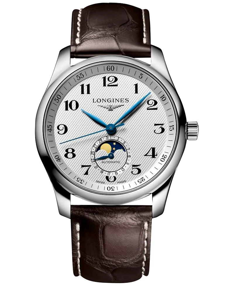 Longines Men's Swiss Automatic Master Brown Leather Strap Watch 40mm