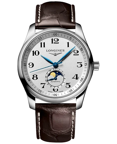 Longines Men's Swiss Automatic Master Brown Leather Strap Watch 40mm